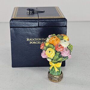Halycon Days Porcelain Flower Rose Bouquet Desk Seal Miniature Figurine 1994